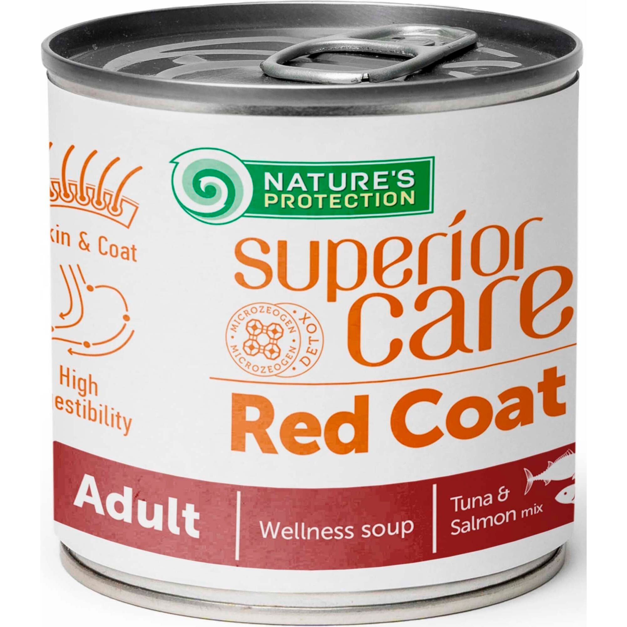 Суп для собак с рыжим окрасом шерсти Nature's Protection Superior Care All Breeds Adult с лососем и тунцом 140 мл фото 1