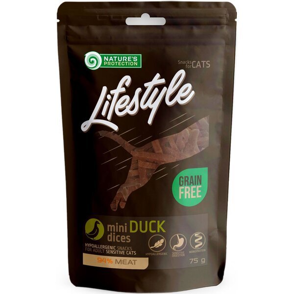 

Лакомства для котов Nature's Protection Lifestyle snack mini duck dices 75 г
