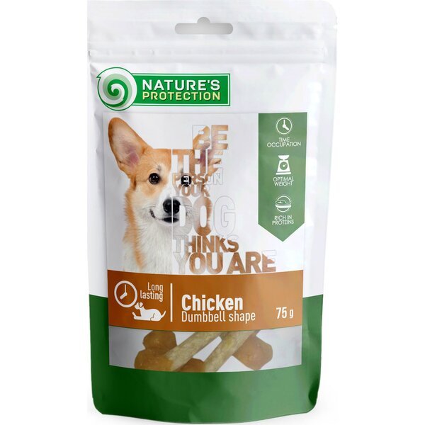 

Лакомства для собак Nature's Protection snack с курицей в форме гантели 75 г