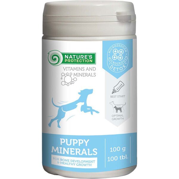 Минеральная кормовая добавка для щенков и молодых собак Nature's Protection Puppy minerals 100 табл.