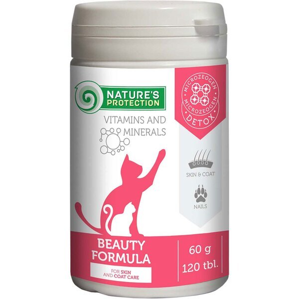 Пищевая добавка для улучшения состояния кожи и шерсти котов Nature's Protection Beauty Formula 120 табл.