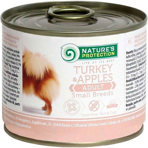Влажный корм для собак Nature's Protection Adult Small Breeds с индейкой и яблоками 200 г