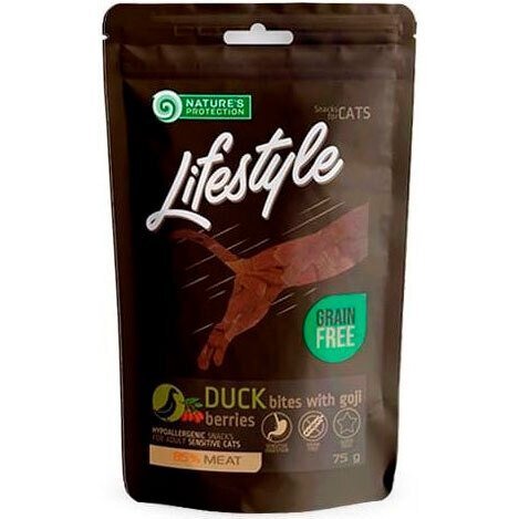 

Лакомства для котов Nature's Protection Lifestyle Duck bites with Godji berries 75 г