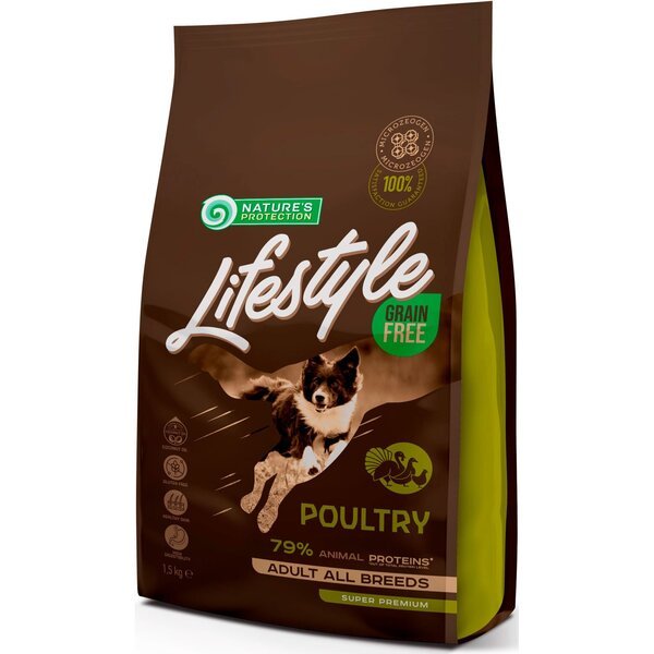 Сухой беззерновой корм для собак Nature's Protection Lifestyle Adult All Breeds с птицей 1.5 кг