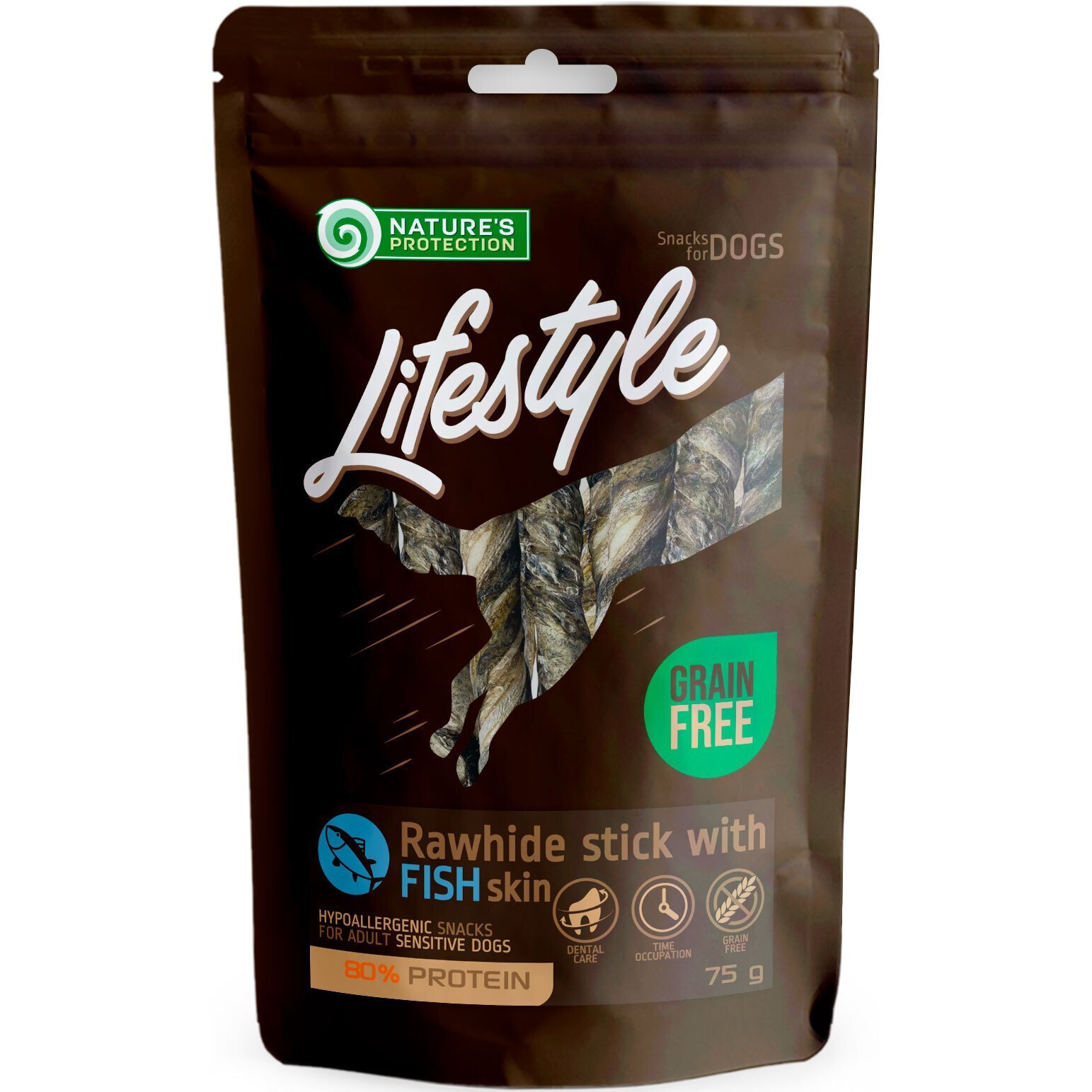 Ласощі для собак Nature`s Protection Lifestyle Rawhide Sticks With Fish Skin 75 гфото1