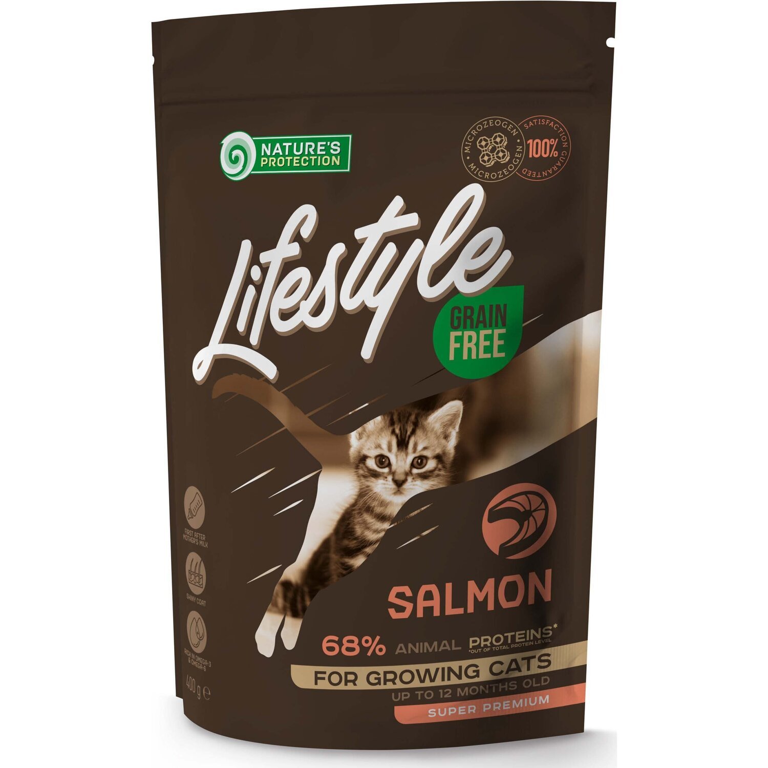 Сухой беззерновой корм для котят Nature&#039;s Protection Lifestyle Salmon Kitten 400 г фото 