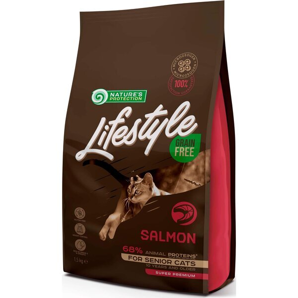 Сухой беззерновой корм для пожилых котов Nature's Protection Lifestyle Senior с лососем 1.5 кг