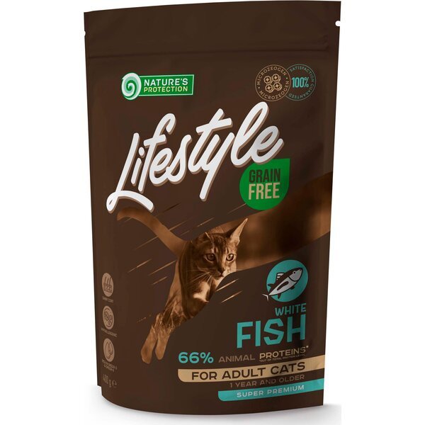 Сухой беззерновой корм для котов Nature's Protection Lifestyle Adult с белой рыбой 400 г