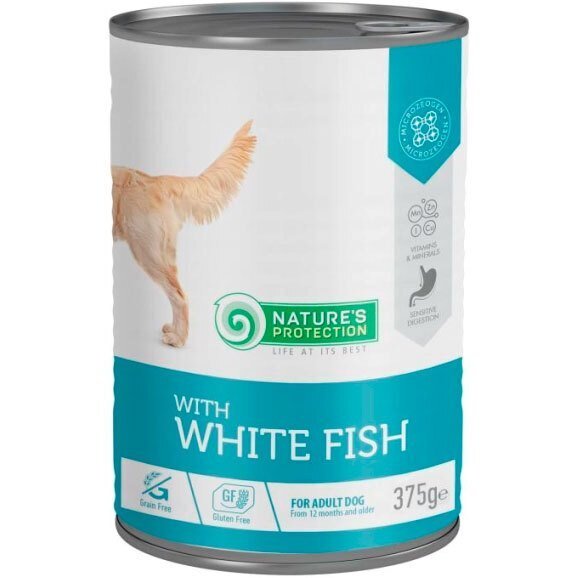 Вологий корм для собак Nature`s Protection із білою рибою 375 гфото