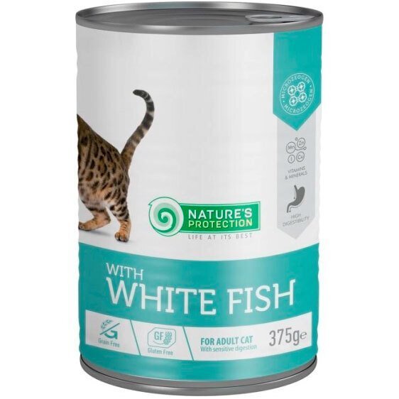 Влажный корм для котов Nature's Protection с белой рыбой 375 г фото 1