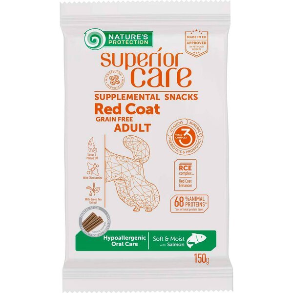 Беззерновые лакомства для собак с рыжим окрасом шерсти Nature's Protection Superior Care Hypoallergenic Oral Care 150 г