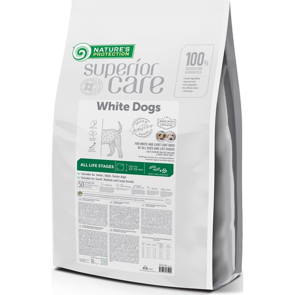 Сухой корм для собак с белой шерстью Nature's Protection Superior Care с белком насекомых 10 кг фото 1