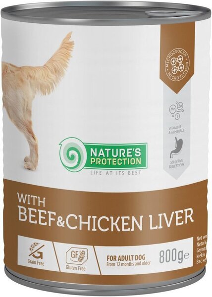 Влажный корм для собак Nature's Protection с говядиной и куриной печенью 800 г