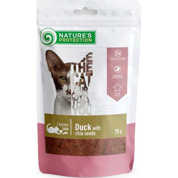 

Лакомство для котов Nature's Protection snack for cats with duck with chia seeds 75 г