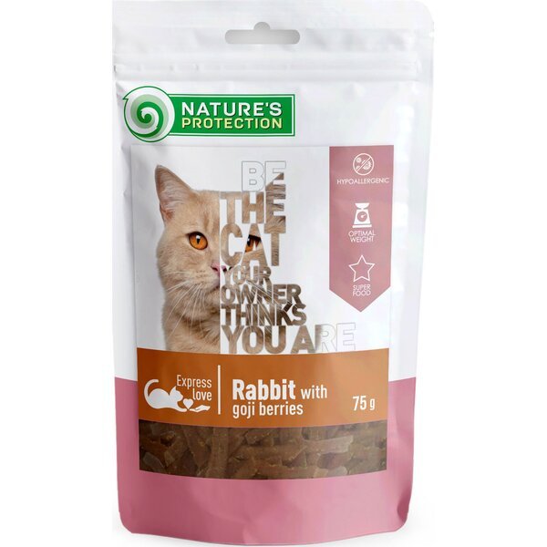 Лакомство для котов Nature's Protection snack for cats with rabbit and goji berries 75 г