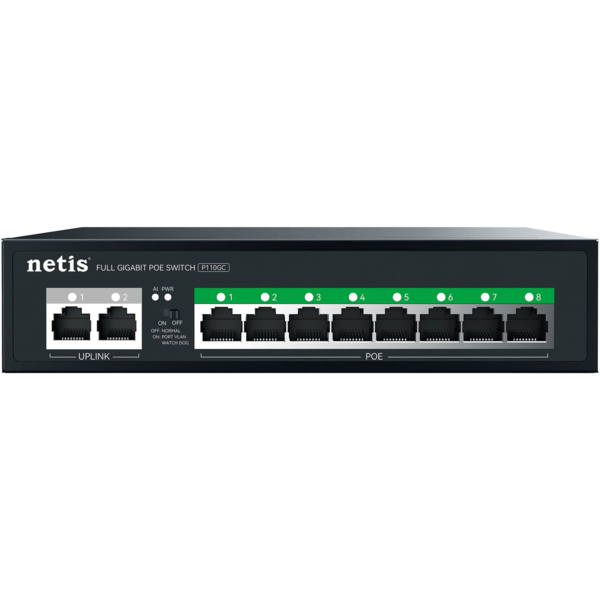 

Комутатор Netis P110GC 8xGE PoE+, 2xGE Uplink, неуправляемый (P110GC)