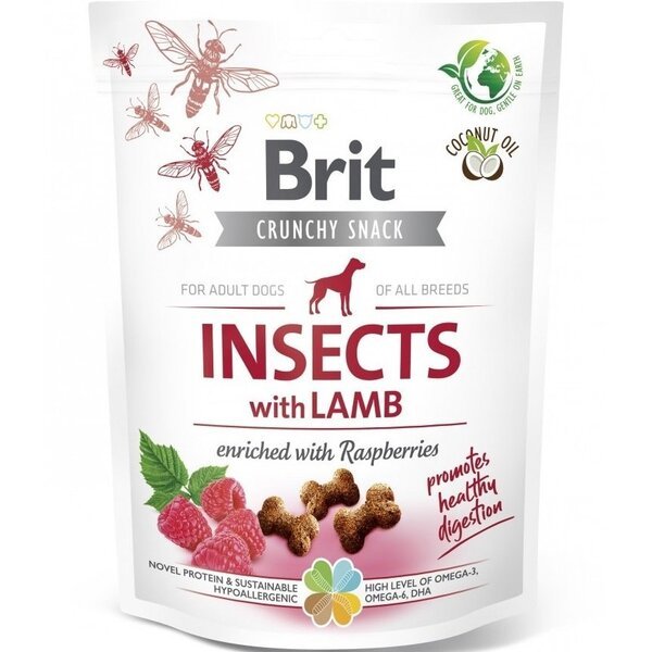 

Лакомства для собак Brit Care для пищеварения, насекомые, ягненок и малина, 200 г