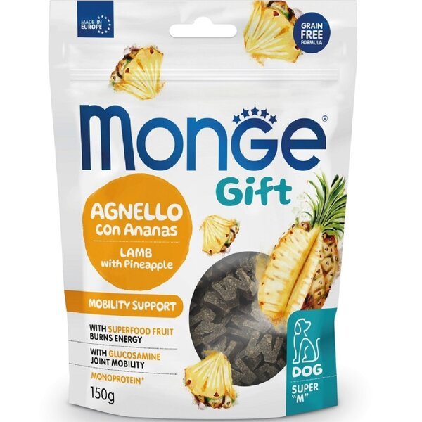 

Лакомство для собак Monge Gift Dog Mobility support ягнятина с ананасами 150 г