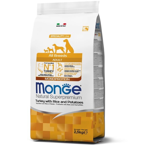 Сухой корм для собак Monge Dog Monoprotein All breeds Adult Turkey 2.5 кг