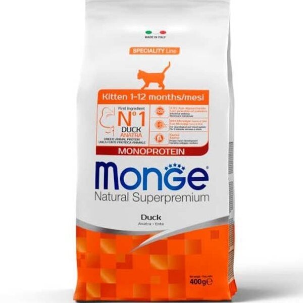 

Сухой корм для котят Monge Cat Kitten с уткой 0.4 кг