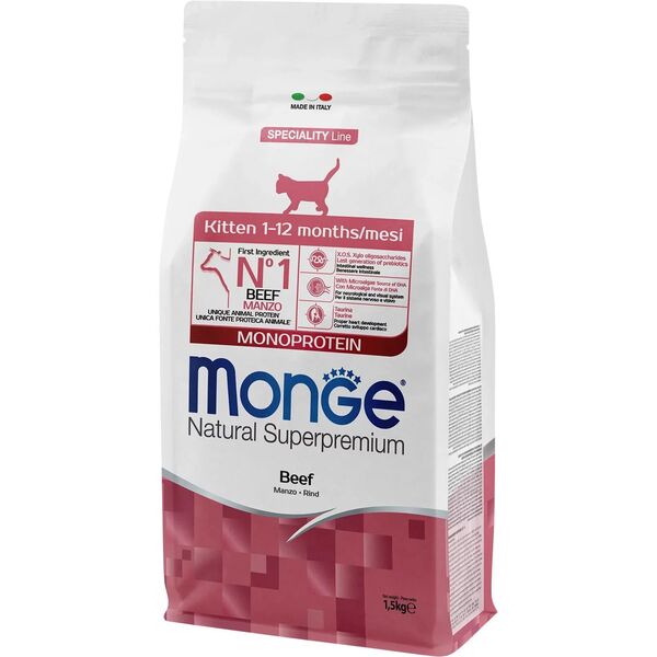 

Сухой корм для котят Monge Cat Kitten с говядиной 1,5 кг