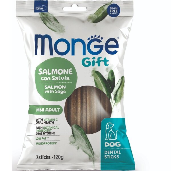 

Лакомство для собак Monge Gift Dog Mini лосоcь с шалфеем 120 г