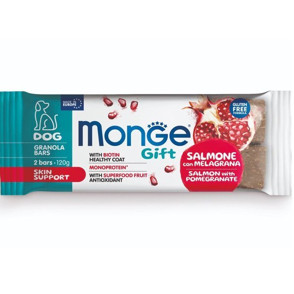 

Лакомство для собак Monge Gift Dog Skin support лосось с гранатом 120 г