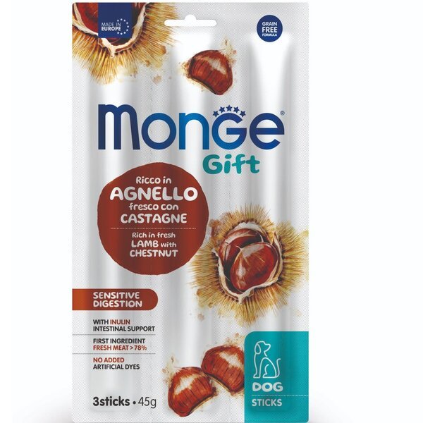 Лакомство для собак Monge Gift Dog Sensitive digestion ягненок с каштанами 45 г