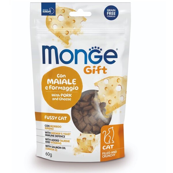 

Лакомство для кошек Monge Gift Fussy Cat свинина и сыр 60 г