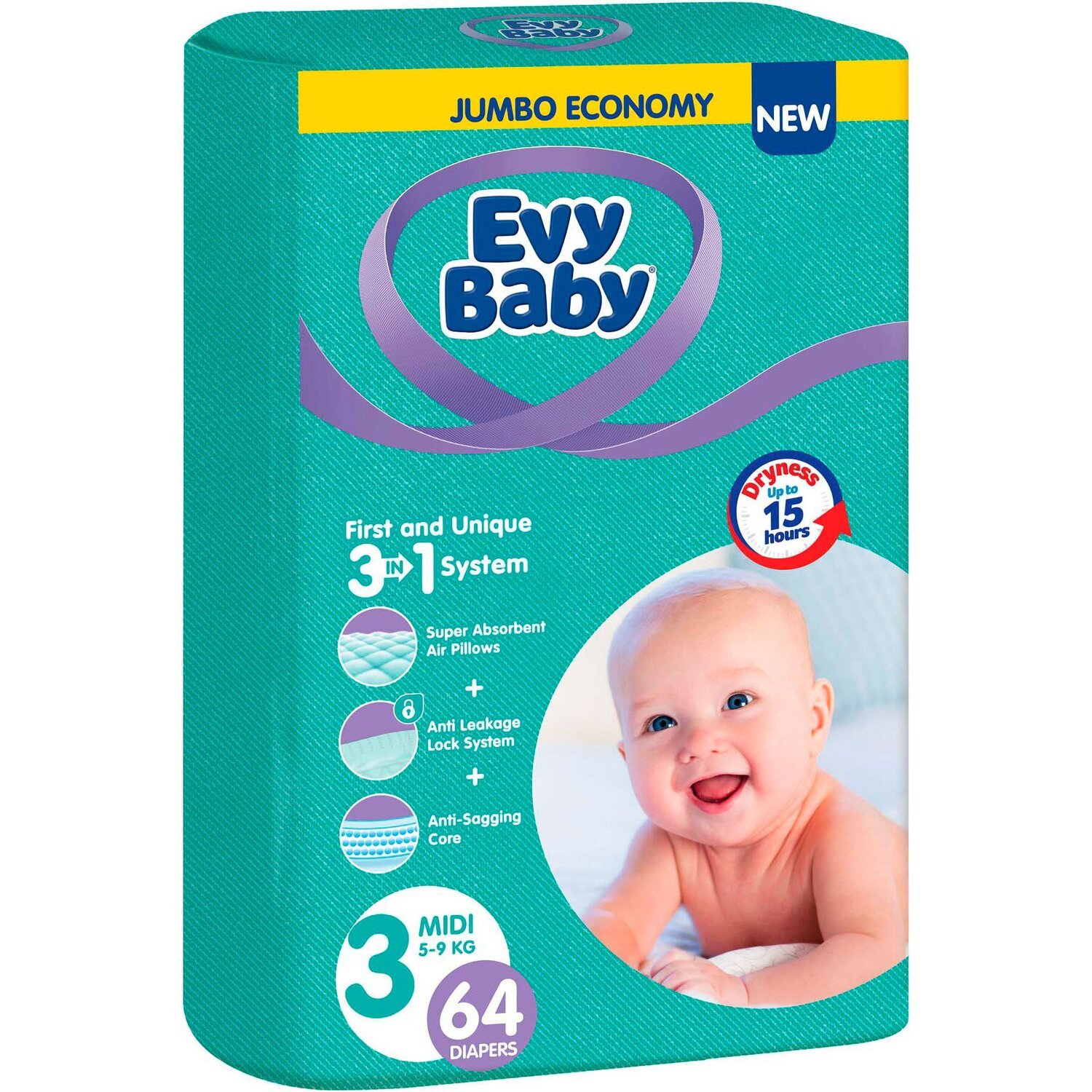 Підгузки дитячі Evy Baby Mini Elastic Jumbo 5-9кг 64штфото