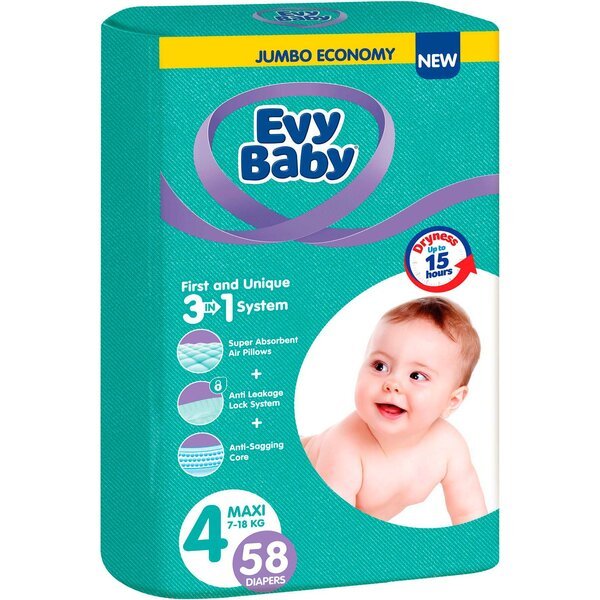 Акція на Подгузники детские Evy Baby Mini Elastic Jumbo 7-18кг 58шт від MOYO