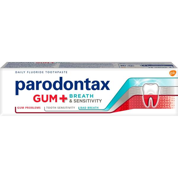 Фото - Зубная паста / ополаскиватель Parodontax Зубна паста  Захист ясен+Свіже дихання 75мл 