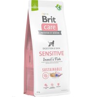 Сухой корм Brit Care Dog Sustainable Sensitive для собак с чуствительной кожей насекомые и рыба, 12кг