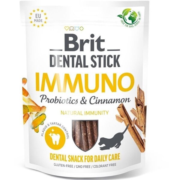 

Лакомства для собак Brit Dental Stick Иммуно для имунитета пробиотики с корицей 251г