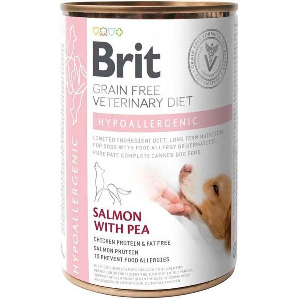 

Корм Brit VetDiets для собак Hypoallergenic с лососем и горохом 400г