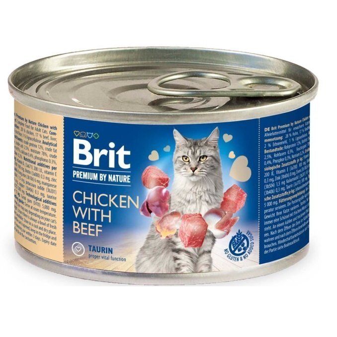 Набор Корм Brit Premium для котов с курицей и говядиной 200г фото 