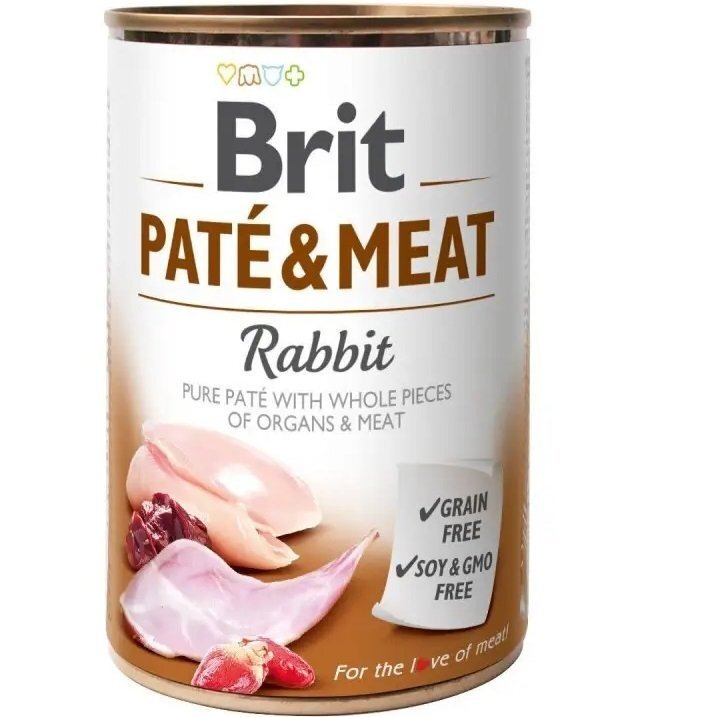 Корм для собак Brit Paté & Meat со вкусом кролика и курицы 400 г фото 1