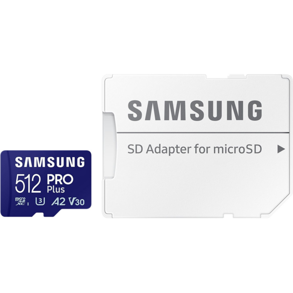 

Карта памяти Samsung Pro Plus MicroSDXC 512GB C10 UHS-I U3 V30 A2 + SD адаптер (MB-MD512SA/EU)
