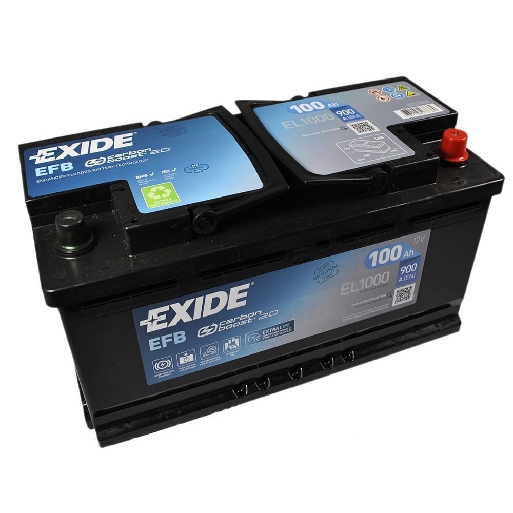 Автомобильный аккумулятор Exide 100Ah-12v EFB, R+, EN900 (52371210290) (EL1000) фото 