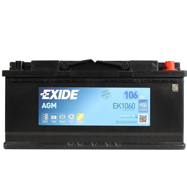 Акція на Автомобильный аккумулятор Exide 106Ah-12v AGM, R+, EN950 (52371370480) (EK1060) від MOYO