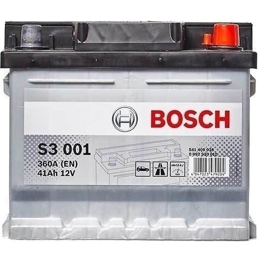 Автомобильный аккумулятор Bosch 41Ah-12v (S3001), R+, EN360 (46371150082) фото 1