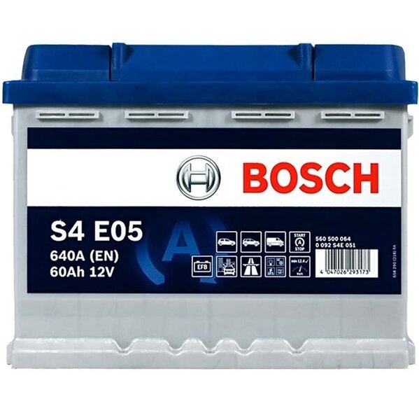 Акція на Автомобильный аккумулятор Bosch 60Ah-12v EFB (S4E05), R+, EN640 (52371308433) (0092S4E051) від MOYO