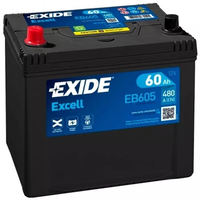 Автомобильный аккумулятор Exide 60Ah-12v ExcelL+, L+, EN480 Азия (5237607310) (EB605) фото 