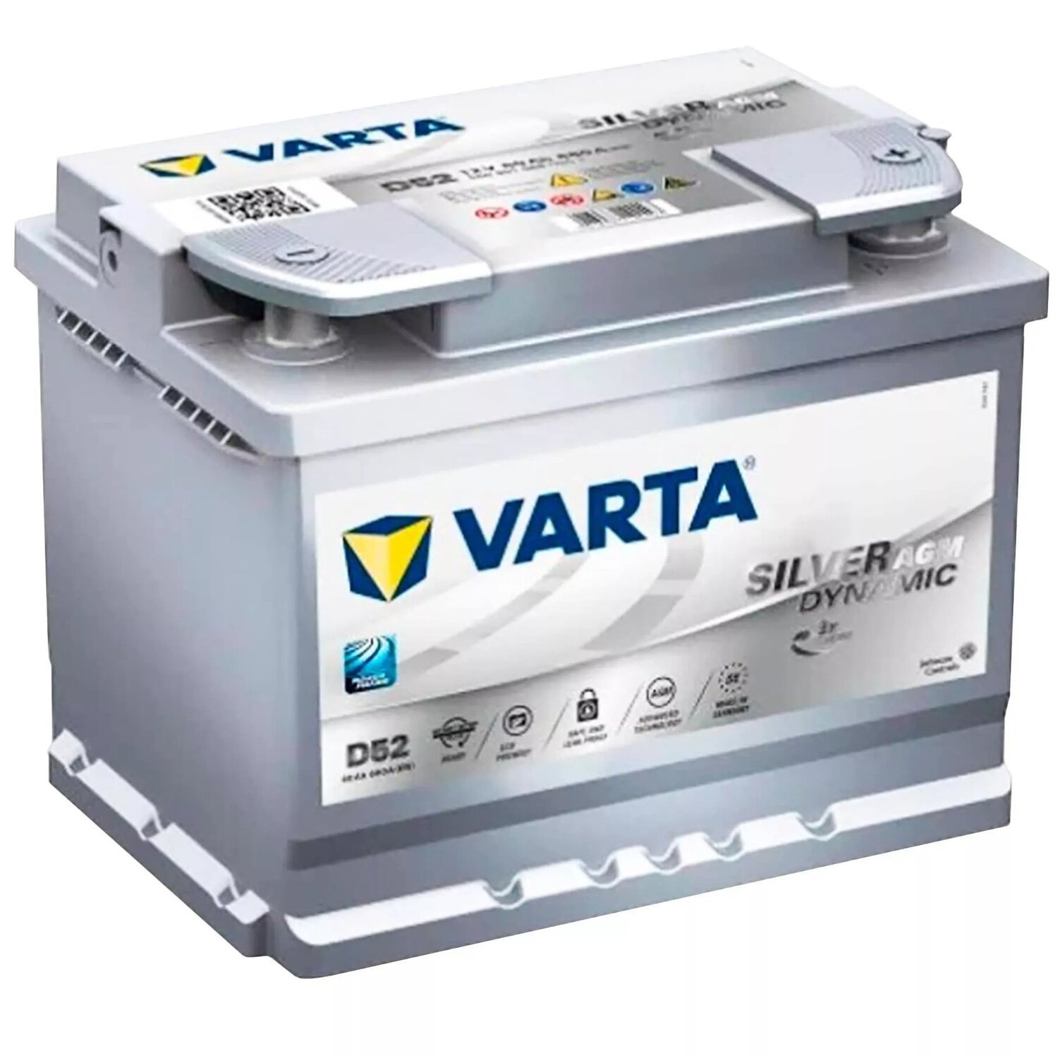 Автомобильный аккумулятор Varta 60Ah-12v Silver Dynamic AGM (D52), R+, EN680 (5237301329) фото 
