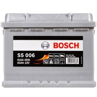 Автомобильный аккумулятор Bosch 63Ah-12v (S5006), L+, EN610 (5237808872) (0092S50060)