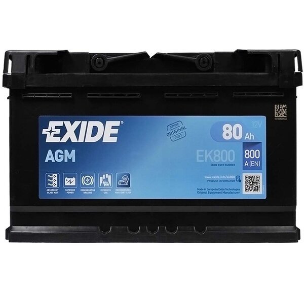 Акція на Автомобильный аккумулятор Exide 80Ah-12v AGM, R+, EN800 (52371131557) (EK800) від MOYO