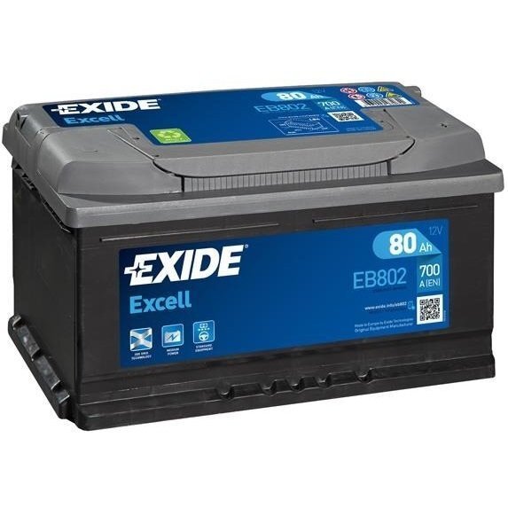 Автомобильный аккумулятор Exide 80Ah-12v ExcelL+, R+, EN700 (5237607319) (EB802) фото 1