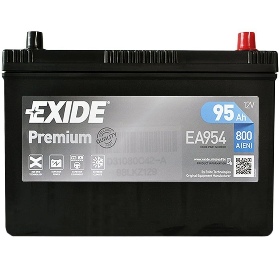 Автомобильный аккумулятор Exide 95Ah-12v Premium, R+, EN800 Азия (52371131560) (EA954) фото 