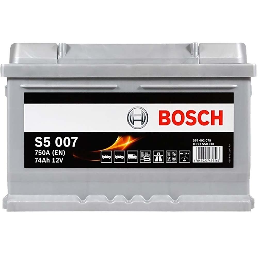 Автомобильный аккумулятор Bosch 74Ah-12v (S5007), R+, EN750 (5237437140) (0092S50070) фото 1