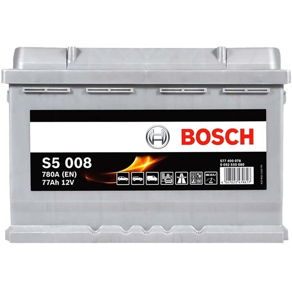 Автомобильный аккумулятор Bosch 77Ah-12v (S5008), R+, EN780 (5237437139) (0092S50080) фото 